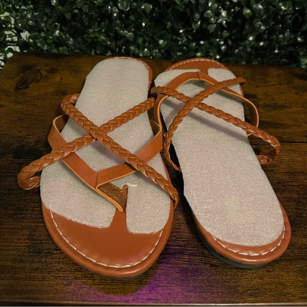 BRAND NEW cognac sandals